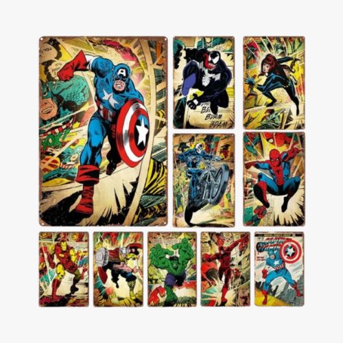 MARVEL FIGURES METAL POSTERS