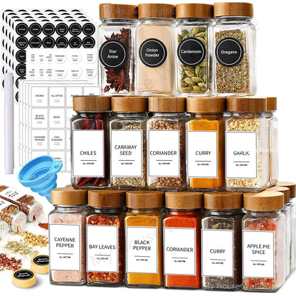 GLASS SPICE JARS ORGANIZERS